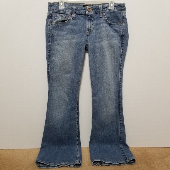 Levi's jeans 9 Too Superlow 524 bootcut flare denim whiskered lightly distressed - Picture 1 of 15